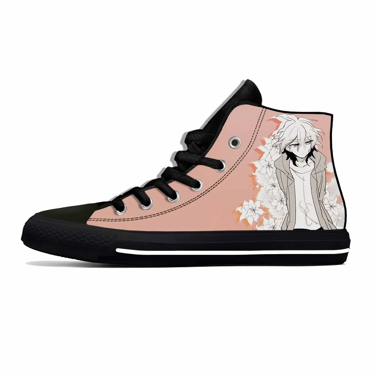 Sapato de pano casual para homens e mulheres Sapatilhas de alto nível Sapato de tabuleiro Anime Cartoon Game Danganronpa Komaeda Nagito, Hot Summer