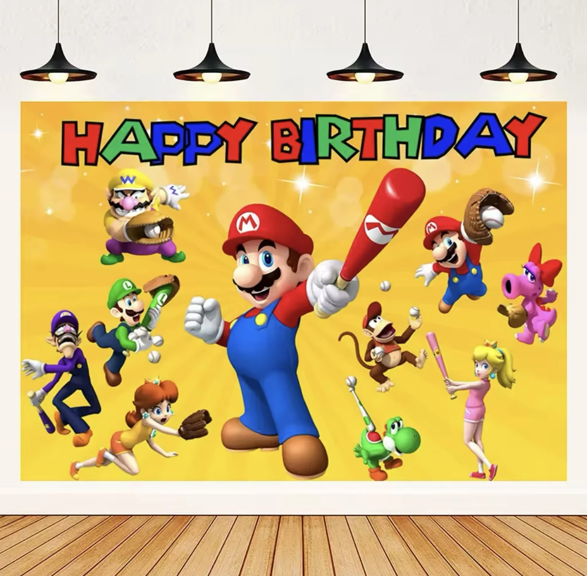 خلفية موضوع سوبر م آند ماريوسيد لفيلم الرسوم المتحركة، لوازم تزيين حفلات أعياد الميلاد، لافتة للأطفال والأولاد، خلفيات صور هدية #6