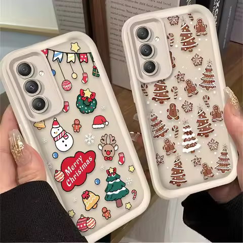Santa Elk Deer Christmas Tree Case for Samsung Galaxy A35 A55 A15 A25 A16 A06 A05 A05S A24 A13 A23 A12 A22 A32 A52 A71 A51 4G