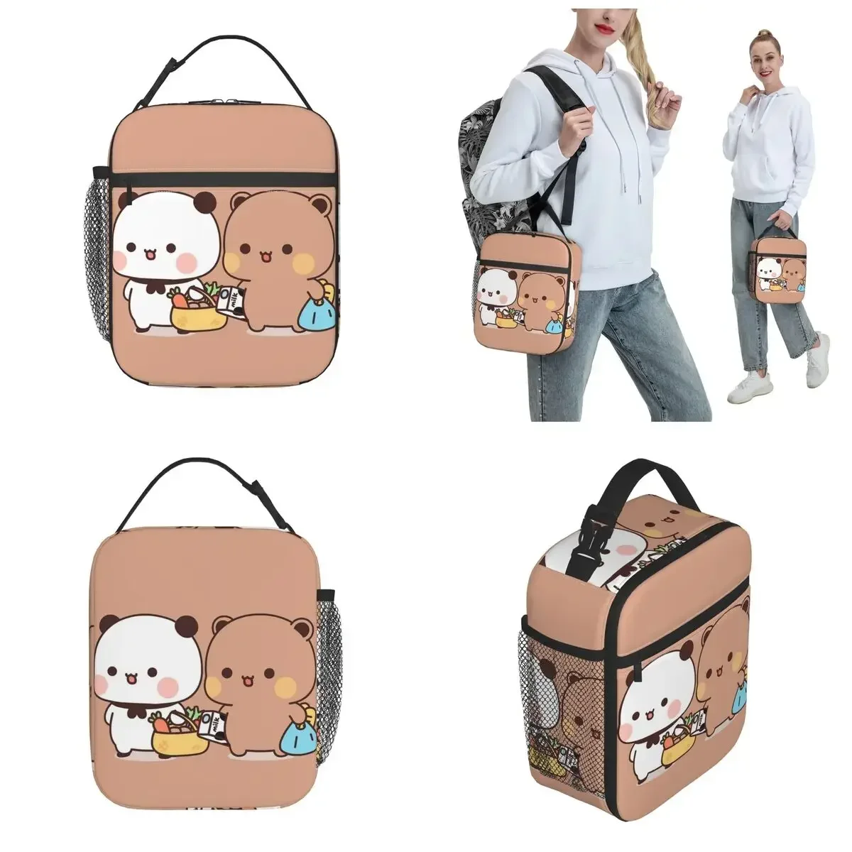 Cute Bubu And Dudu Insulated Lunch Bag Go To Grocery Together Food Bag Portable Cooler Thermal Lunch Boxes For Picnic