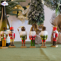 1Pcs 13cm Classic Cartoons Stained Nutcracker Puppet Ornaments Walnuts Soldiers Band Dolls Desktop Decoration Christmas Supplies