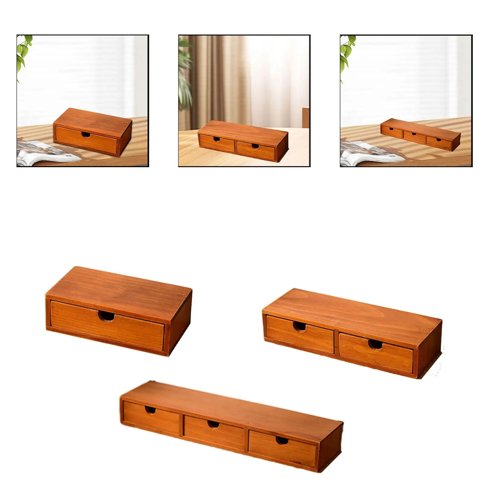 Desk Organizer with Drawer Rustic Daily Use Wooden Storage Box Coffee Pod Holder for Entryway Dresser Cabinet Toiletry Closet