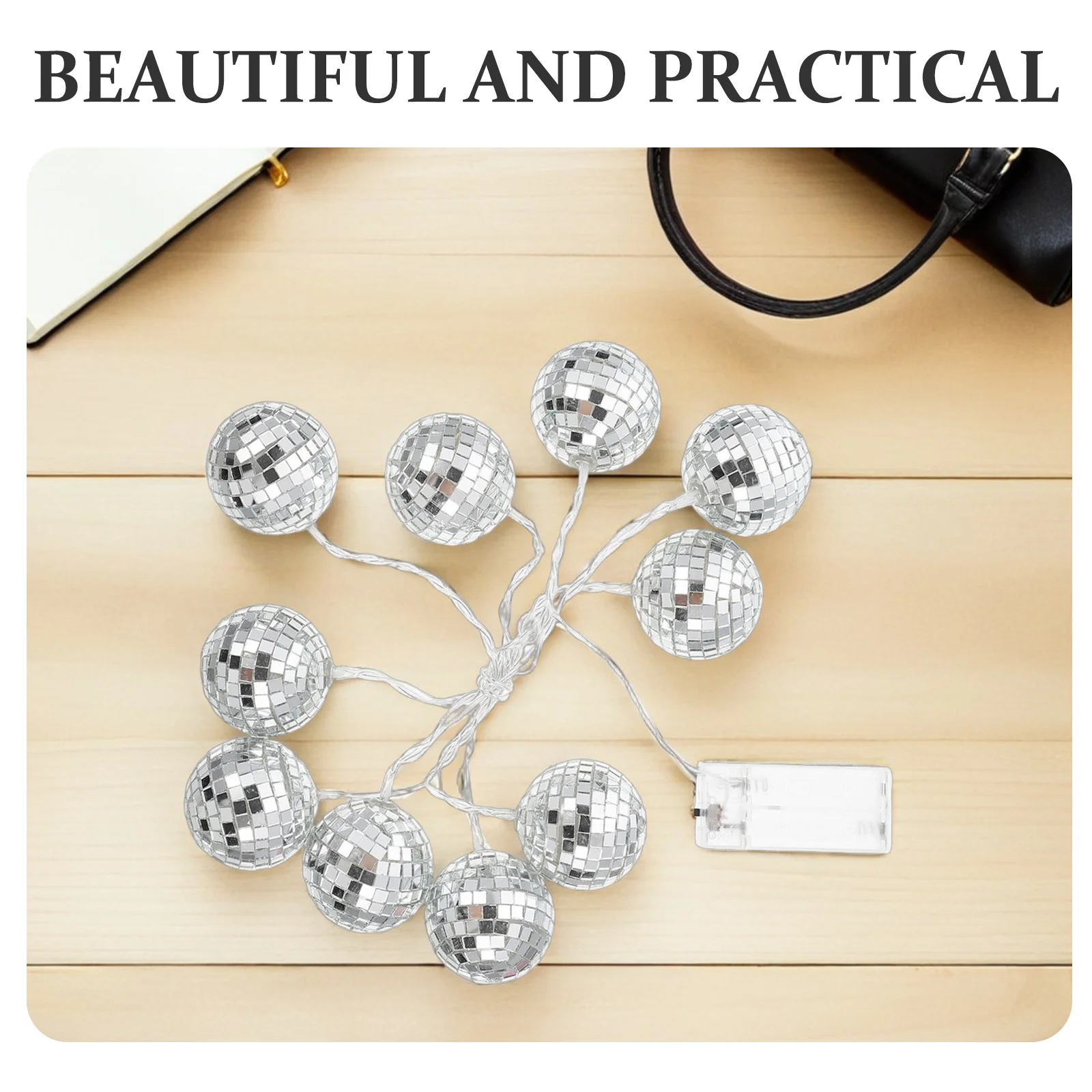 1 مجموعة مرآة الكرة LED ديسكو سلسلة ضوء الزجاج ديكور حفلة معلقة ضوء شجرة عيد الميلاد جدار نافذة الديكور