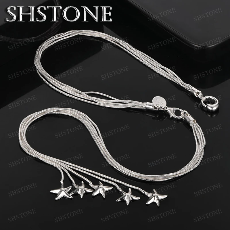 

Star Shape Pendant Snake Chain 925 Sterling Silver Necklace For Women Men Engagement Jewelry Wedding Party Gifts Accessories