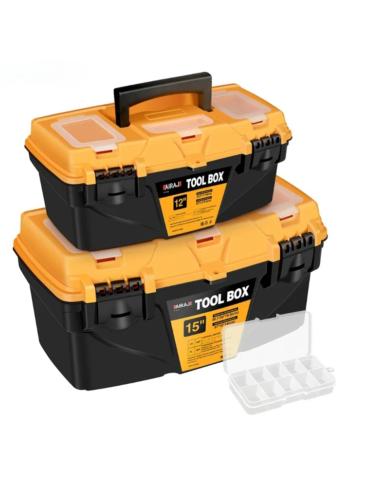 12/15 Inch Hardware Toolbox, Plastic Thick Combination Suitcase Electrician Carpenter Electric Drill Storage Box