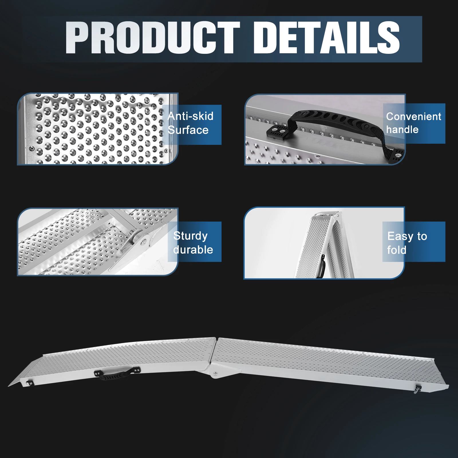 

2Pcs 85inch Aluminum Folding Loading Ramps with Handle Motorcycle Ramp for Motorcycles Lawn Mowers UTVs and More