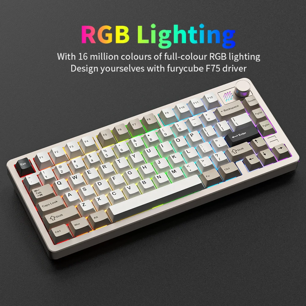 Imagem -06 - Teclado Mecânico Liga de Alumínio Rgb Botão Cnc Modo Bluetooth sem Fio Hot Swap Personalizado Jogos Furycube-f75