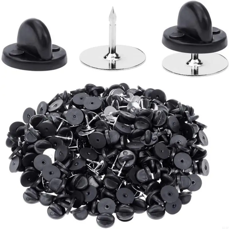 91AF 100Pairs Pin Backs for Butterfly Clutch Backings Locking Clasp for Badge Clothes