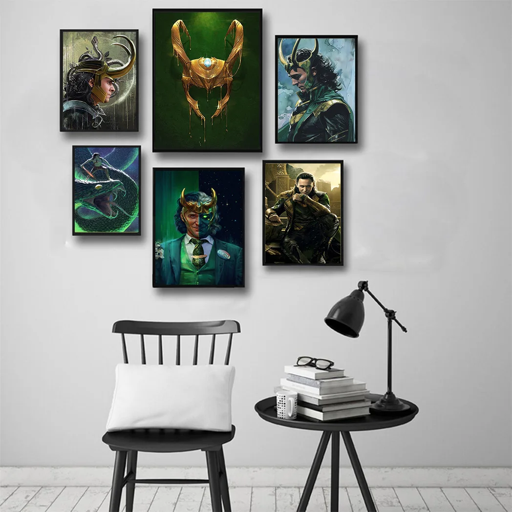 ملصقات فنية جدارية من MINISO Marvel Son of Odin Loki God of Story ديكور منزلي مناسبة لمشاهد مختلفة لوحة قماشية مزخرفة #3