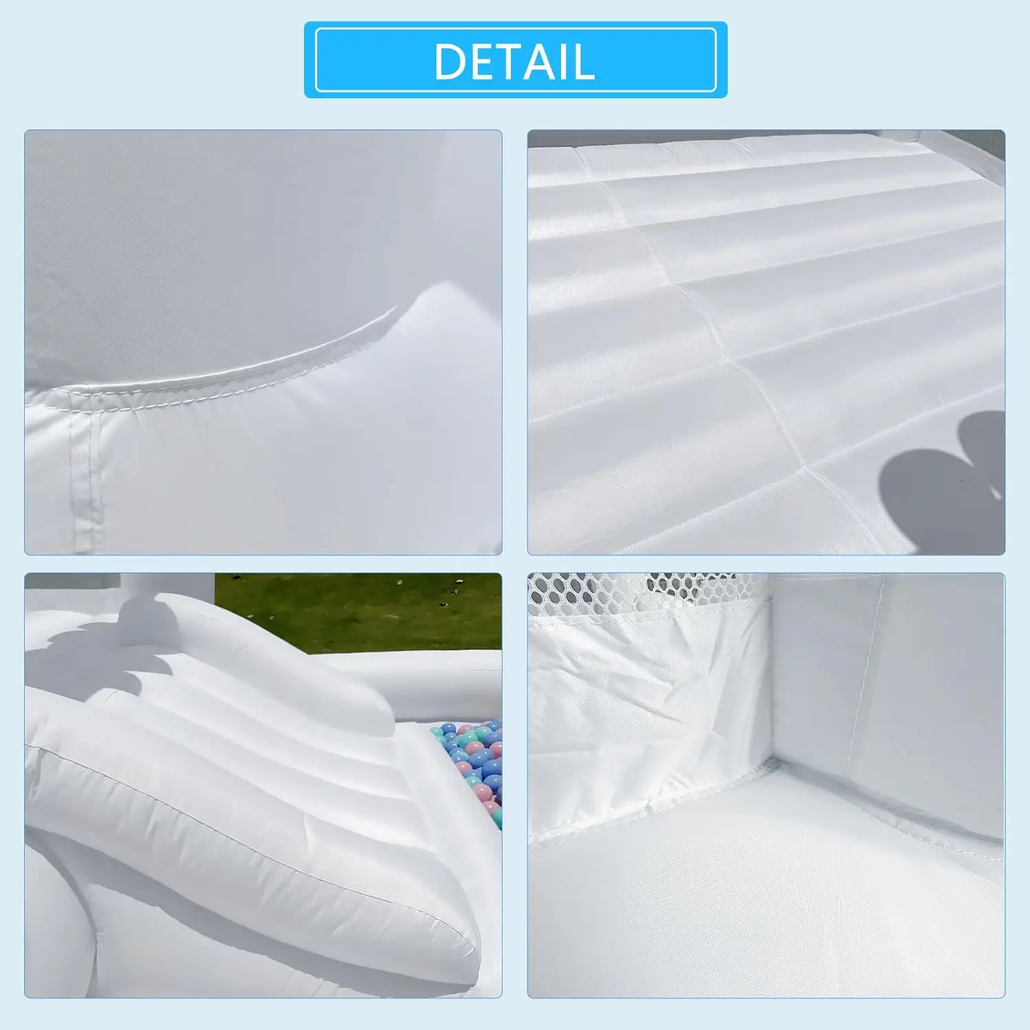 Casa de rebote blanca inflable, castillo inflable Oxford para saltar, bouncer para fiesta de boda con bolsa de transporte, kit de reparación para juguetes para niños