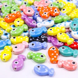 Cute Fish Shaped Ceramic Beads For Jewelry Making DIY Earring Bracelet 11x19mm Color Fish Shaped Ceramic Jewelry Accessories