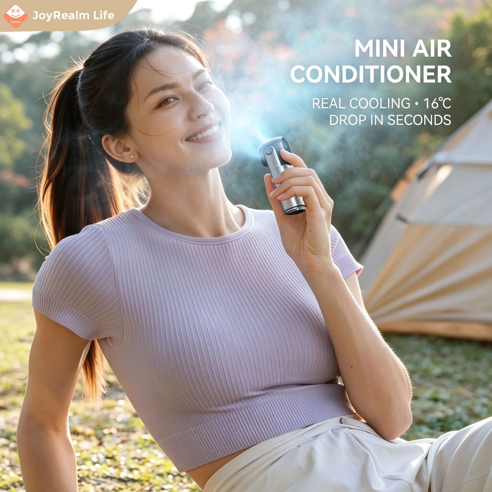 New Semiconductor Ice-Cooling Handheld Mini Fan with 100-Speed High-Speed Wind, Neck-Hanging Portable Outdoor Cooling Device