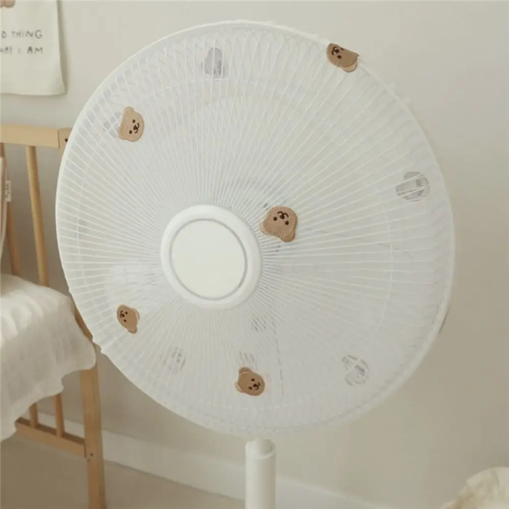

Waterproof Round Electric Fan Cover Bear Embroidery Universal Fan Dustproof Covers Washable Convenient Baby Safety Fan Cover