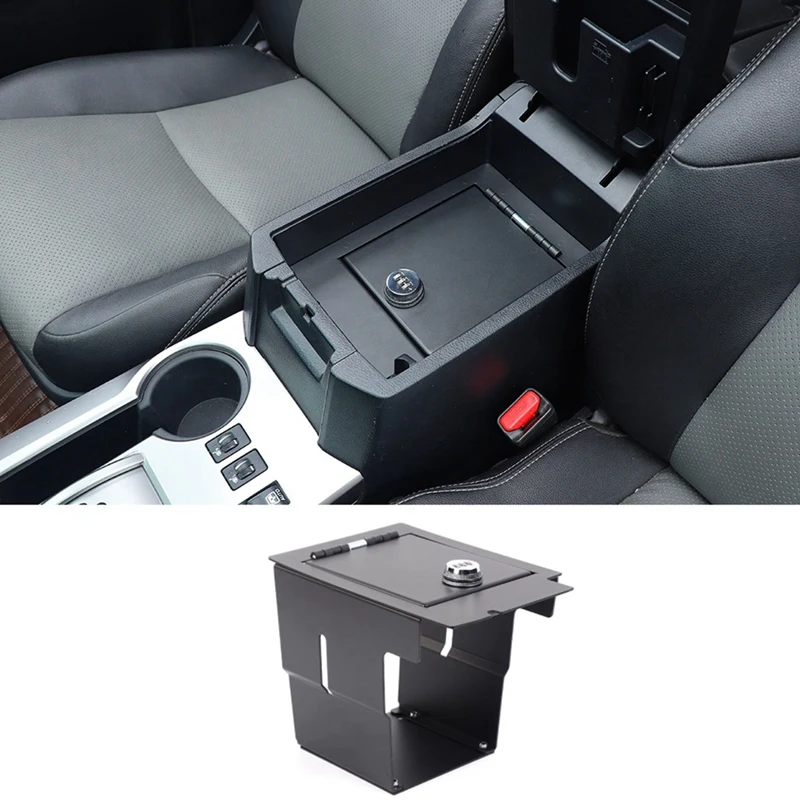 Car Armrest Safe Box Center Console Storage Organizer For Toyota 4Runner 2010-2024 Accessories, 3-Digit Combination Lock