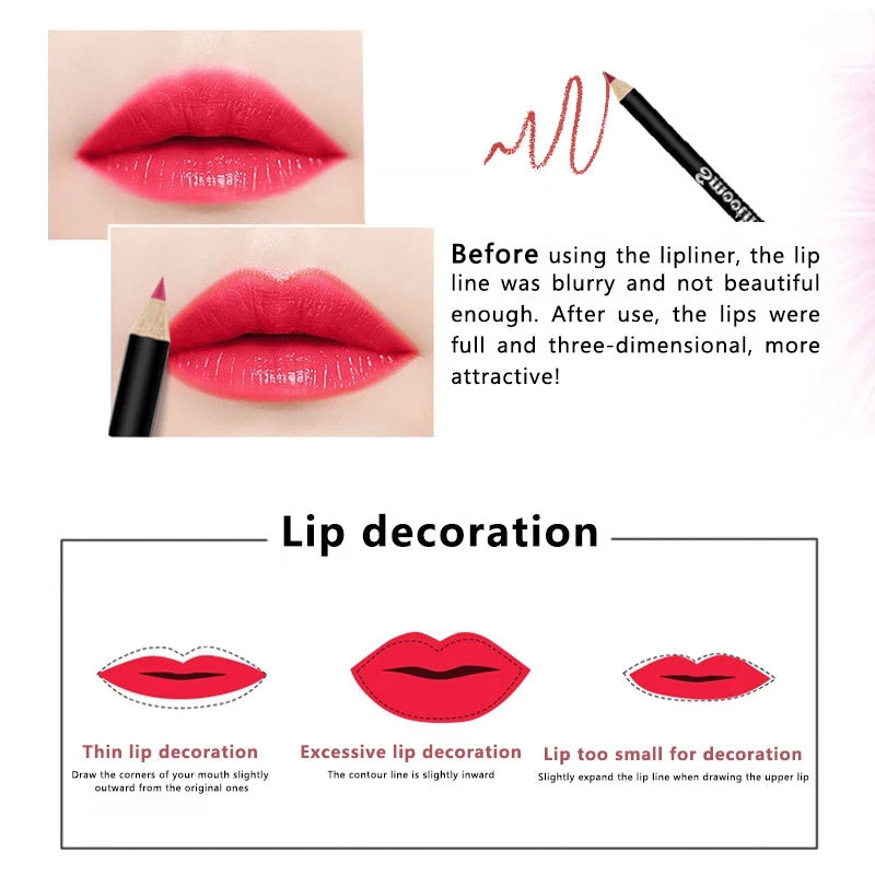 12 Farben Lip Liner Anzug langlebige Lippenstift Umriss Lippen Make-up Lippenstift Lippenstift Bleistift wasserdicht sexy rot matt Kontur