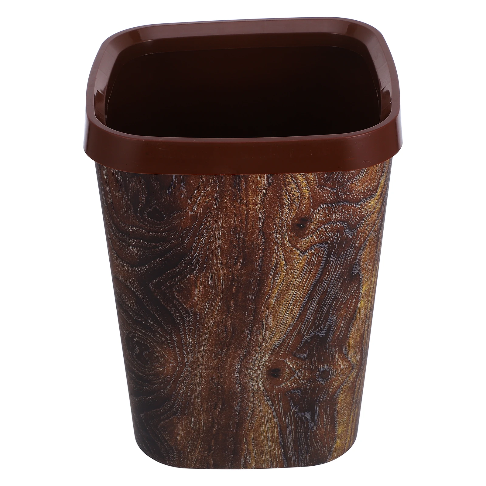 

Thickened Plastic Kitchen Trash Bin Bathroom Garbage Can Large Capacity Wood Grain Pattern Household Waste Basket Pp