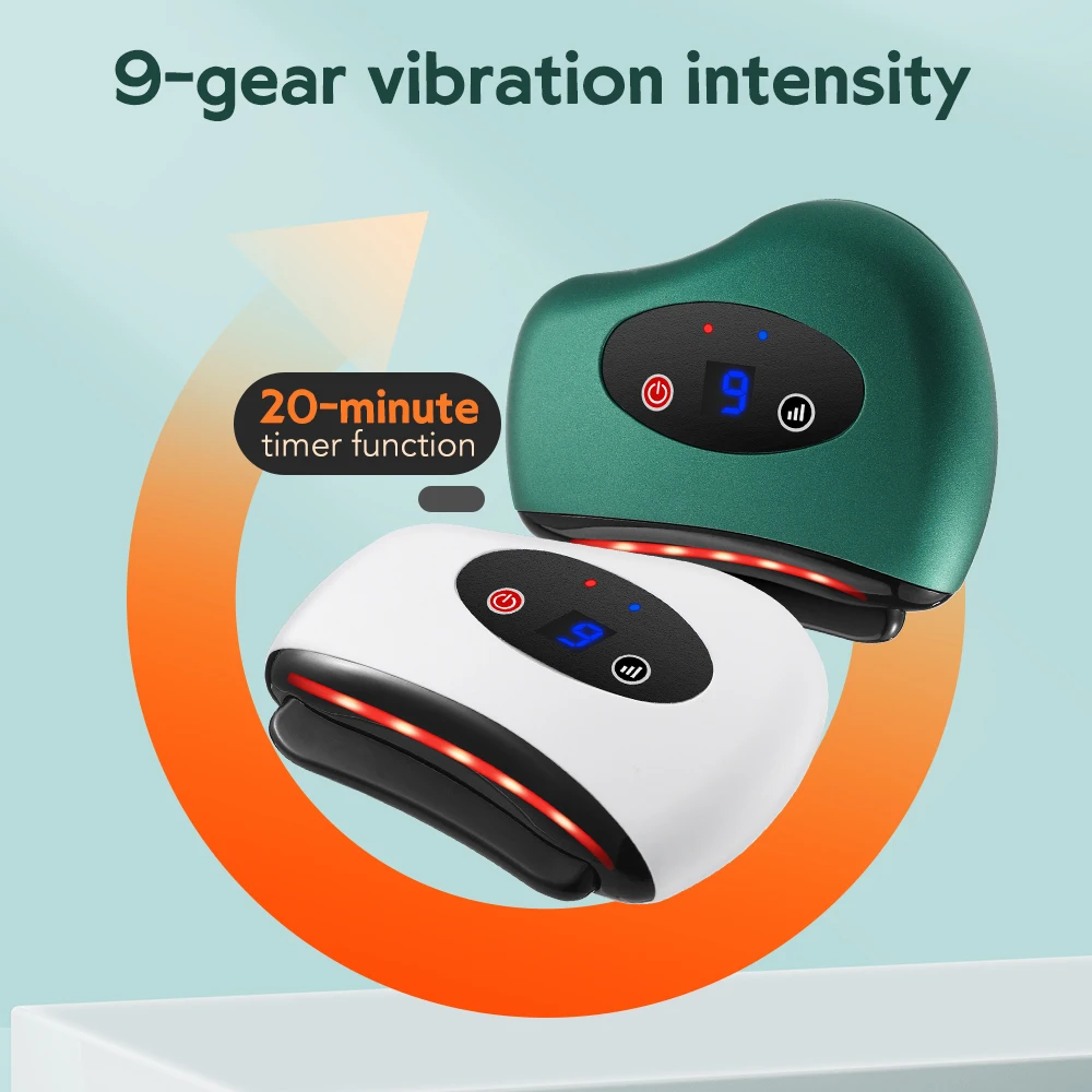 Electric GuaSha Massager Hot Stone Heating Scraping Board Neck Face Lifting Machine Infrared 42℃ Heat Slimming Massage Tools