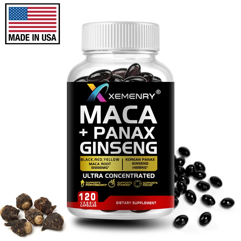 Maca + Ginseng - Increases Energy and Muscle Growth, Improves Endurance and Fights Fatigue, and Promotes Good, Restful Sleep