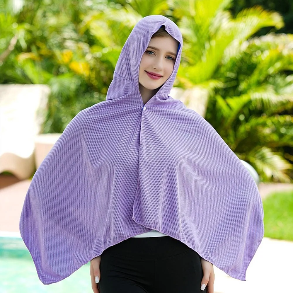 

Soft Material Cooling Shawl Quick Dry Breathable Hoodie Beach Towel Neck Protection Comfortable Sports Cool Towel