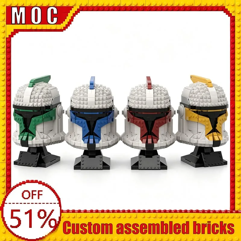 

829 PCS War Series Character Hero P.1 Helmet Collection Pack Custom Building Blocks MOC Model Educational Assembly Toy Display