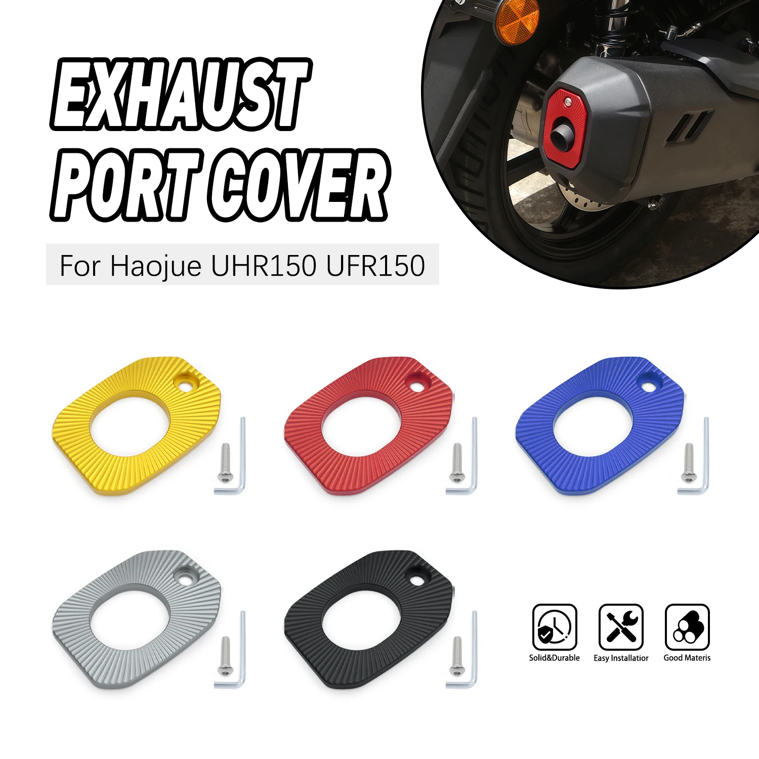 

Motorcycle Parts Exhaust Muffler Decorative Protective Cover for HAOJUE UHR150 UHR 125 CNC Aluminum Tuning
