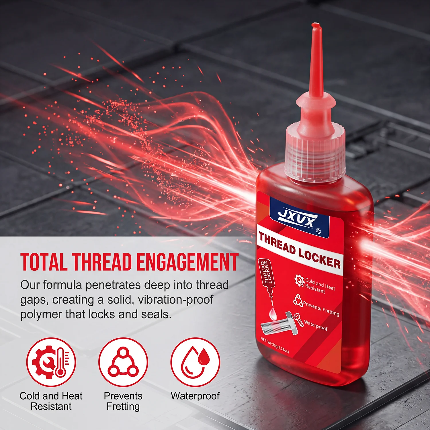 Anaerobic Threadlocker 271 (50g) - Suitable for metal mechanical screws - High-strength anti-loosening and leak-proofing