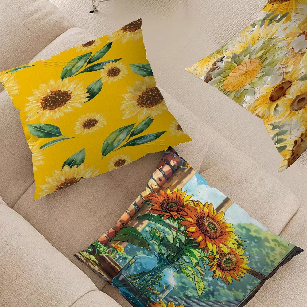 

Floral Throw Of Sunflower Personalized Pillow Dust Cover Bedroom Kids Party Decoration Pillowcase Birthday Children Gift