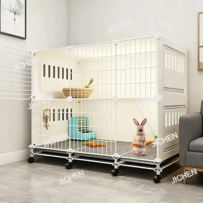 

Клетка для кроликов HUNAN, бытовая, очень большая, двухслойная, для использования в помещении, с автоматической очисткой приготовления, голландская клетка для свиней, двухэтажная платформа, вилла