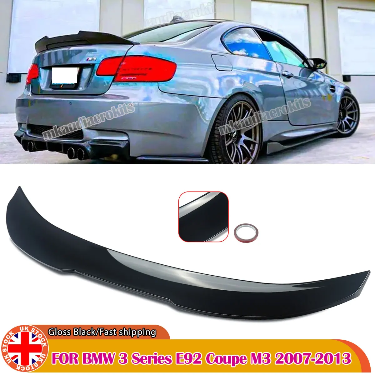 

Fit FOR BMW E92 3 SERIES REAR BOOT TRUNK LIP SPOILER COUPE 320d 335d 316i 335i 2006-2013 Tail Roof Spoilers PSM STYLE Wing Black
