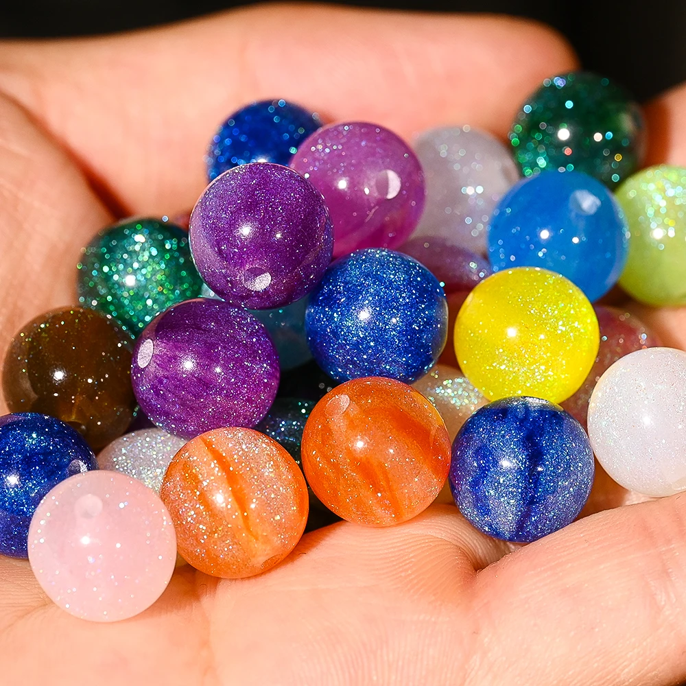 Mixed Glitter Resin Round Bead - Resin Art Necklace 评论和价格