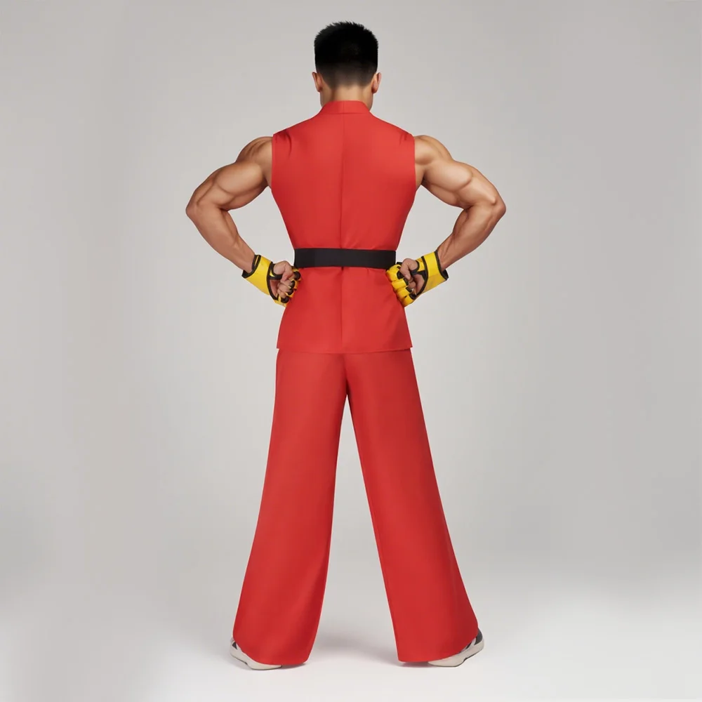 New 2026 Street Fighter Ryu and Ken Cosplay Costume White and Red Martial Arts Uniform with Belt Men's Karate Outfit for Adults view 6