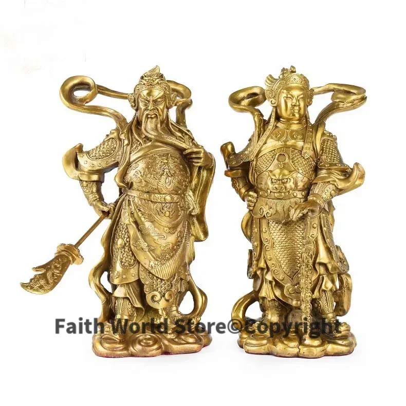 A pair 24cm large - Home TOP efficacious Talisman Patron GOD GUAN GONG Sangharama Skanda bodhisattva FENG SHUI BRASS STATUE