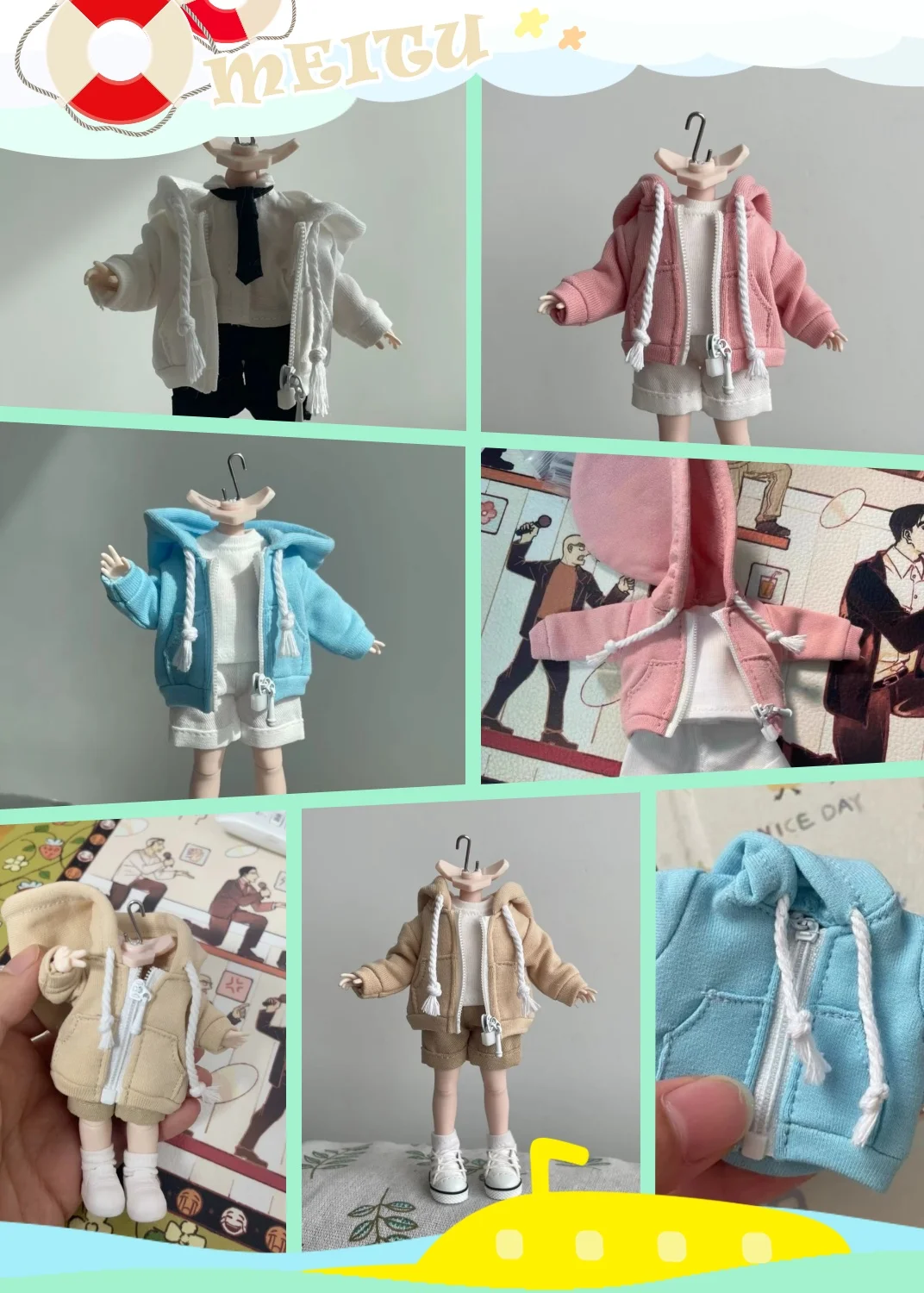 

【No Figure】1/12 Scale Female Soldier Clothing Accessories Daily Casual Suit Hooded Jacket Shorts Set Fit 6''Action Figure Toys
