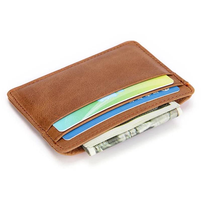 New Man Leder Karten etui Öl Wachs Leder Multi-Card Slot Bankkarte halter Retro ultra dünne Karten tasche multifunktion ale Geldbörse