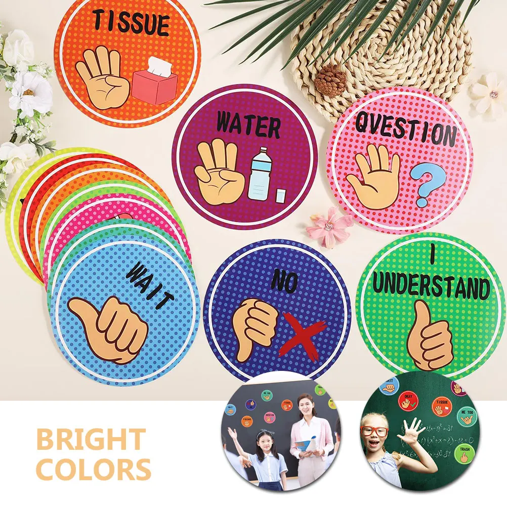 1 set Vibrant Hand Signal Posters Nonverbal Communication Visual Cues For Bulletin Board Decor Elementary School
