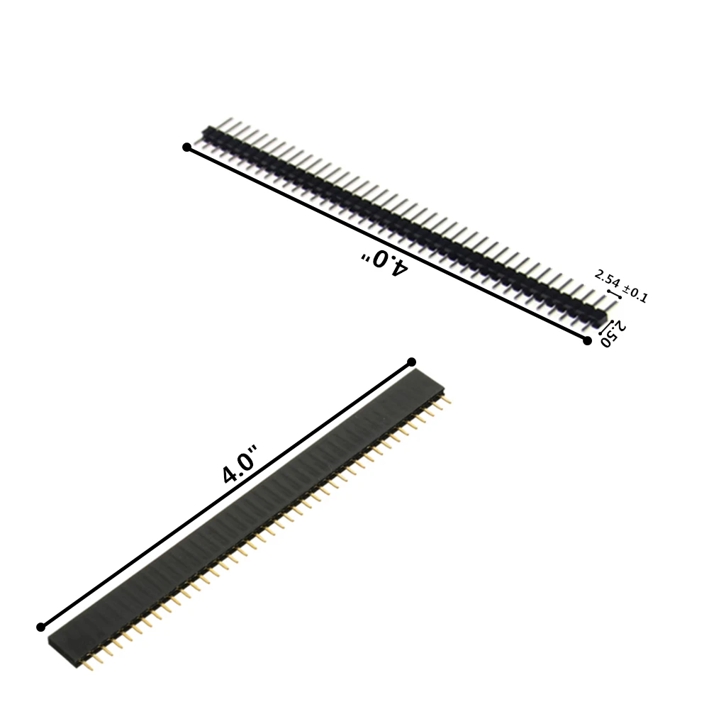 

10Pcs 40 Pin 1x40 Single Row Male and Female 2.54 Breakable Header PCB JST Connector Strip for Arduino Black