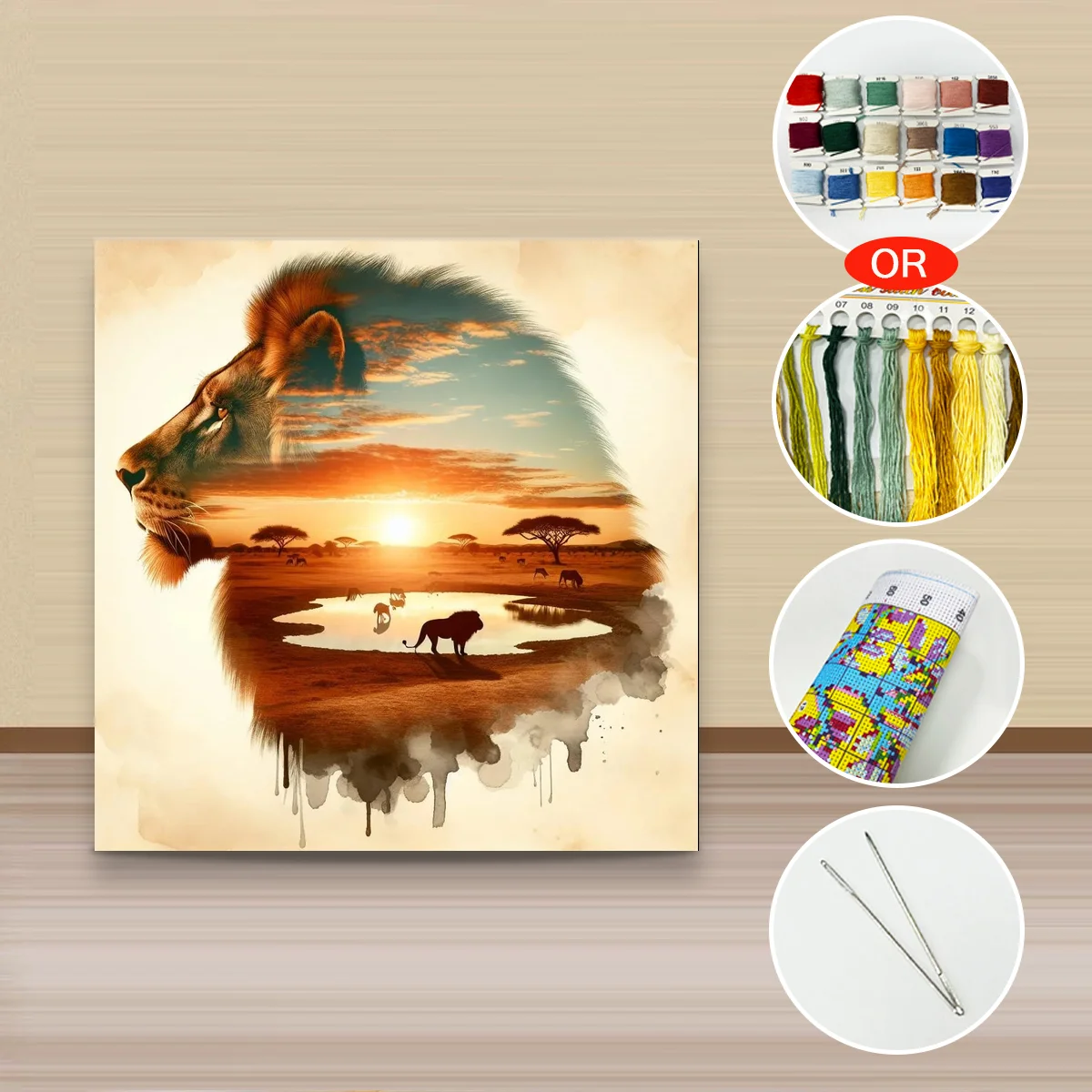 

1 шт., 40X40 см/15,74 дюйма, 11CT/14CT, набор для вышивки крестом, сделай сам, подарочный набор для вышивания ко Дню святого Валентина для фестиваля, силуэт льва