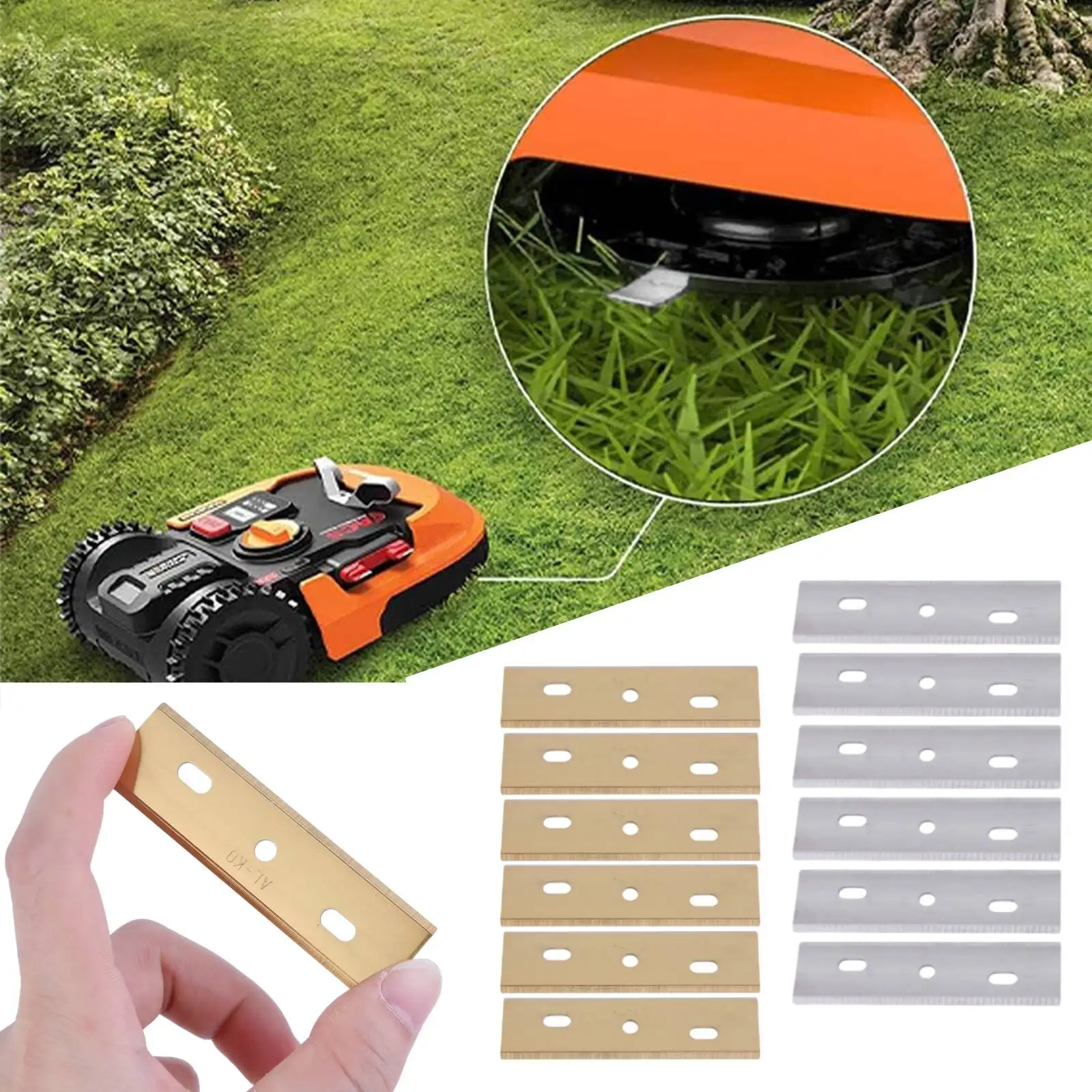 6 Pack Lawn Robot Blade with Screws Accessories Robotic Lawn Mower Cutting Blade Compatible for ALKO Robolinho Lawn Mowers