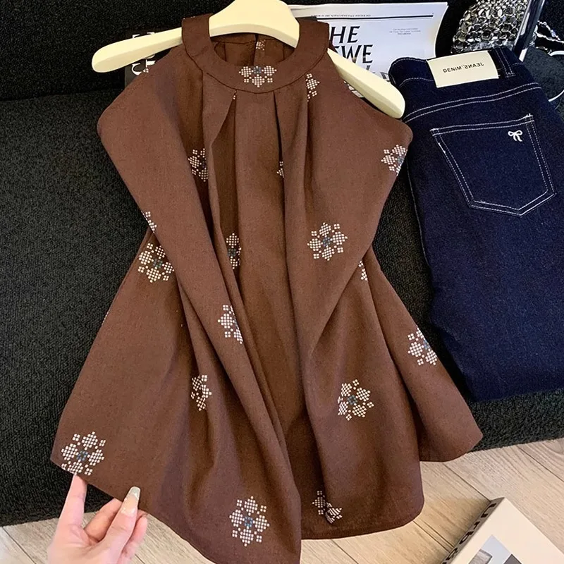 

Ретро атласный жилет маленький irt для мужчин и женщин летний свободный плиссированный антивозрастной топ на голову удобный дышащий