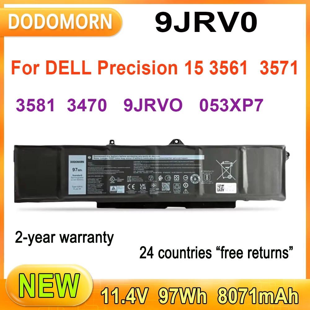 Imagem -01 - Bateria do Portátil para Dell Precision 15 3561 3571 3581 3470 Série Substituir Peças 9jrvo 53xp7 053xp7 97wh Anos de Garantia 9jrv0 Novo bateria do portatil para dell precision 15 3561 3571 3581 3470 serie substituir pecas 9jrvo 53xp7 053xp7 97wh anos de garantia 9jrv0 novo 01