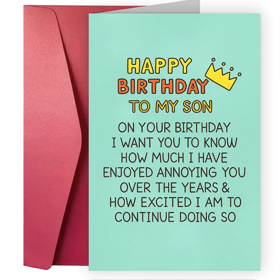 A Birthday Card to Celebrate a Son's Special Day for Parents—featuring a Witty Design That Conveys a Parent-child Relationship.