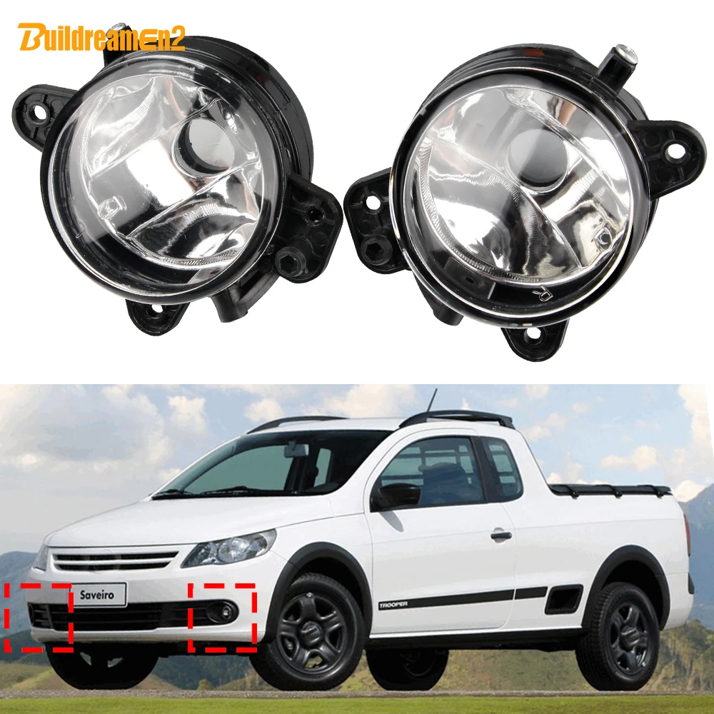 2 Pcs Car Front Glass Lens Fog Light Accessories + Canbus Decoder + 9006 LED Lamp For VW Volkswagen Saveiro 2008 2009 2010 2011