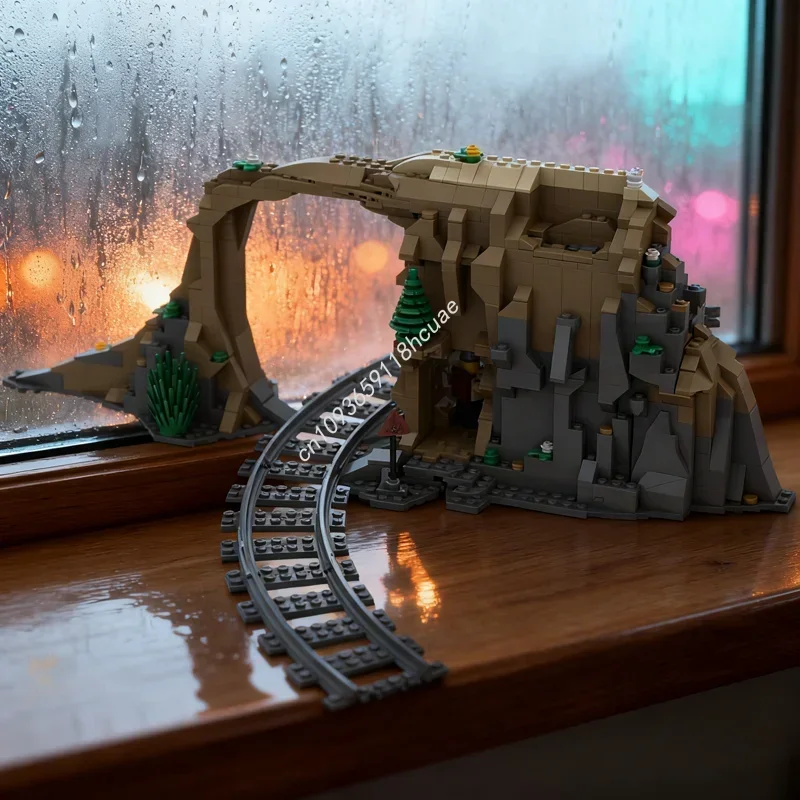 

828pcs MOC Coastline Natural Bridge Train Tracks Model Building Blocks Christmas Gifts Assemble DIY Toy Creative Education