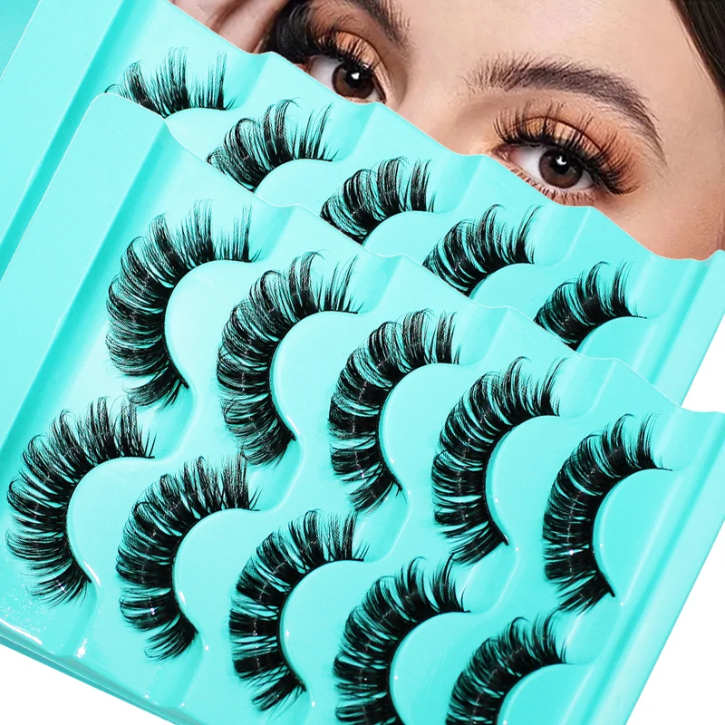 10 Paar/2er-Pack 3D-Kunstwimpern mit russischen Streifen, DD Curling, natürliche falsche Wimpern, flauschige Kunstnerzwimpern, natürlicher Look
