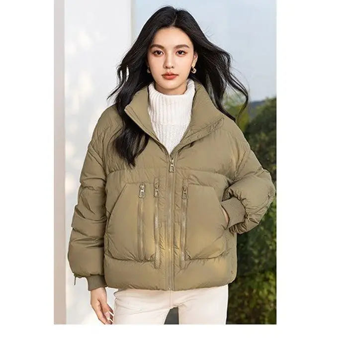 Euro Otoño/Invierno nueva chaqueta de plumón para mujer chaqueta holgada con cuello levantado a prueba de viento para ir al trabajo