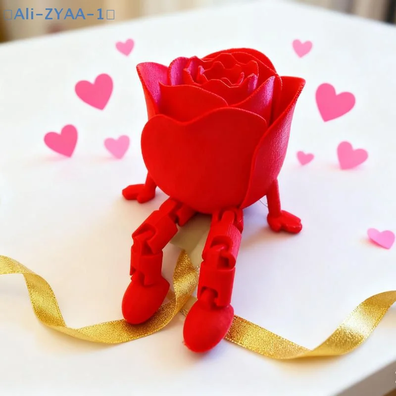 【ZYAA-1】 3D-gedruckte rote Rosenfiguren, Heimdekoration, Kunsthandwerk, Desktop-Ornamente, Valentinstagsgeschenke