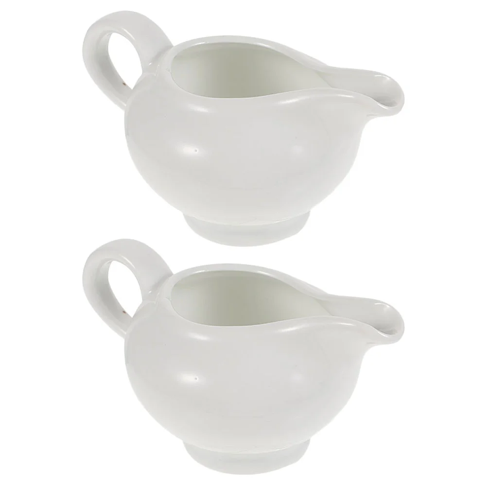 

2 Pcs Sauce Bucket Ceramic Cup Water Jug Dipping Gravy Dispenser Boats Espresso Container White Porcelain Pitcher