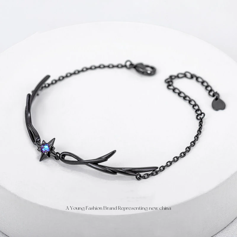 Delicate Shiny Zircon Star Bracelet for Women Simple Gothic Dark Angel Wings Trend Jewelry Girls Gift