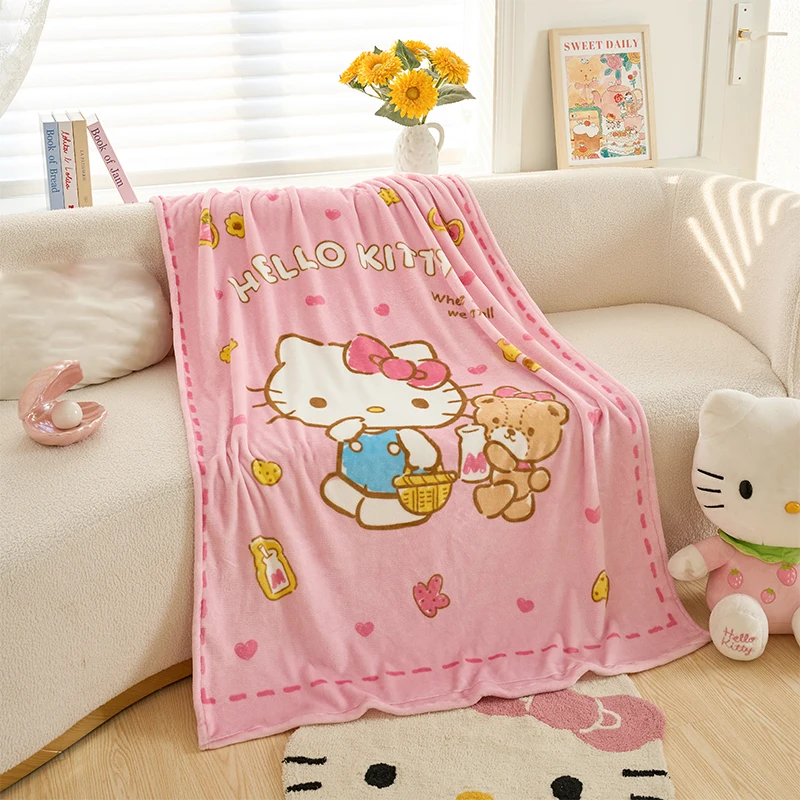 

Sanrio Hello Kitty Blanket for Sofa Bed King Size Cute Cat Soft Flannel Throw Fluffy Bed Blanket New Born Winter Blanket Gift