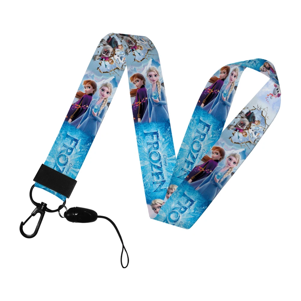 Disney frozen 2 princesa elsa anna animeted cordão telefone corda para id crachá titular pescoço cinta chaveiro cartão estudante meninas presentes